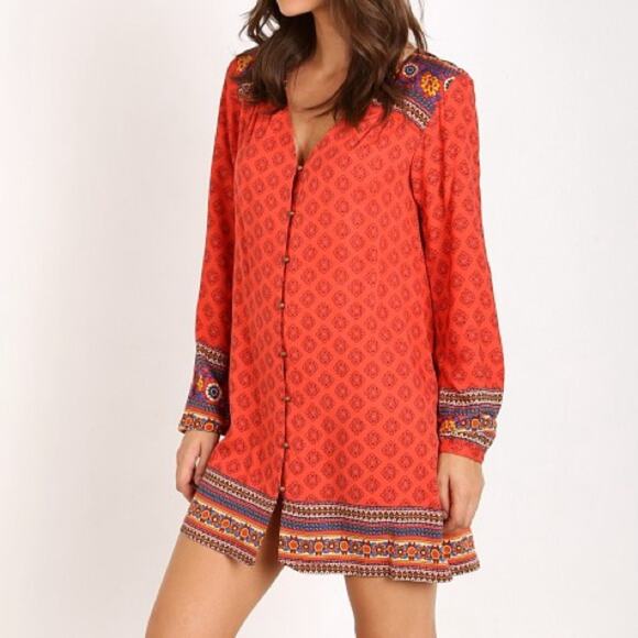 MINKPINK Boho Queen Mini Dress Multi Aztec Print Women’s Sz S - Picture 3 of 8